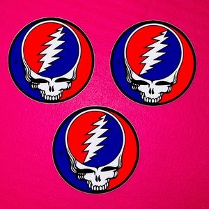 Grateful Dead low tack adhesive stickers. 3” Diameter.